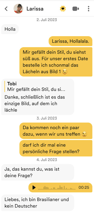 Tinder Chat eröffnen